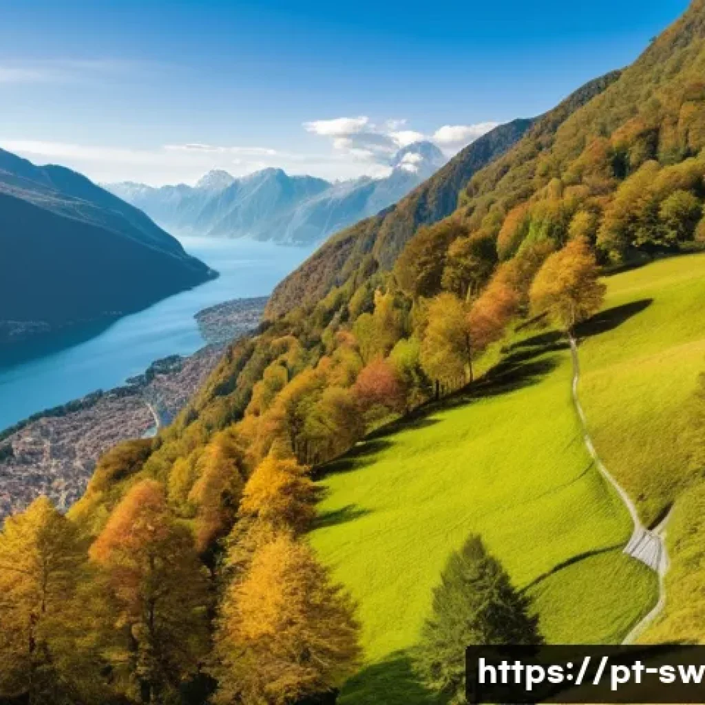 스위스 이탈리아어 사용 지역 - A breathtaking panoramic view of the Ticino region in Switzerland during early autumn, showcasing cr...