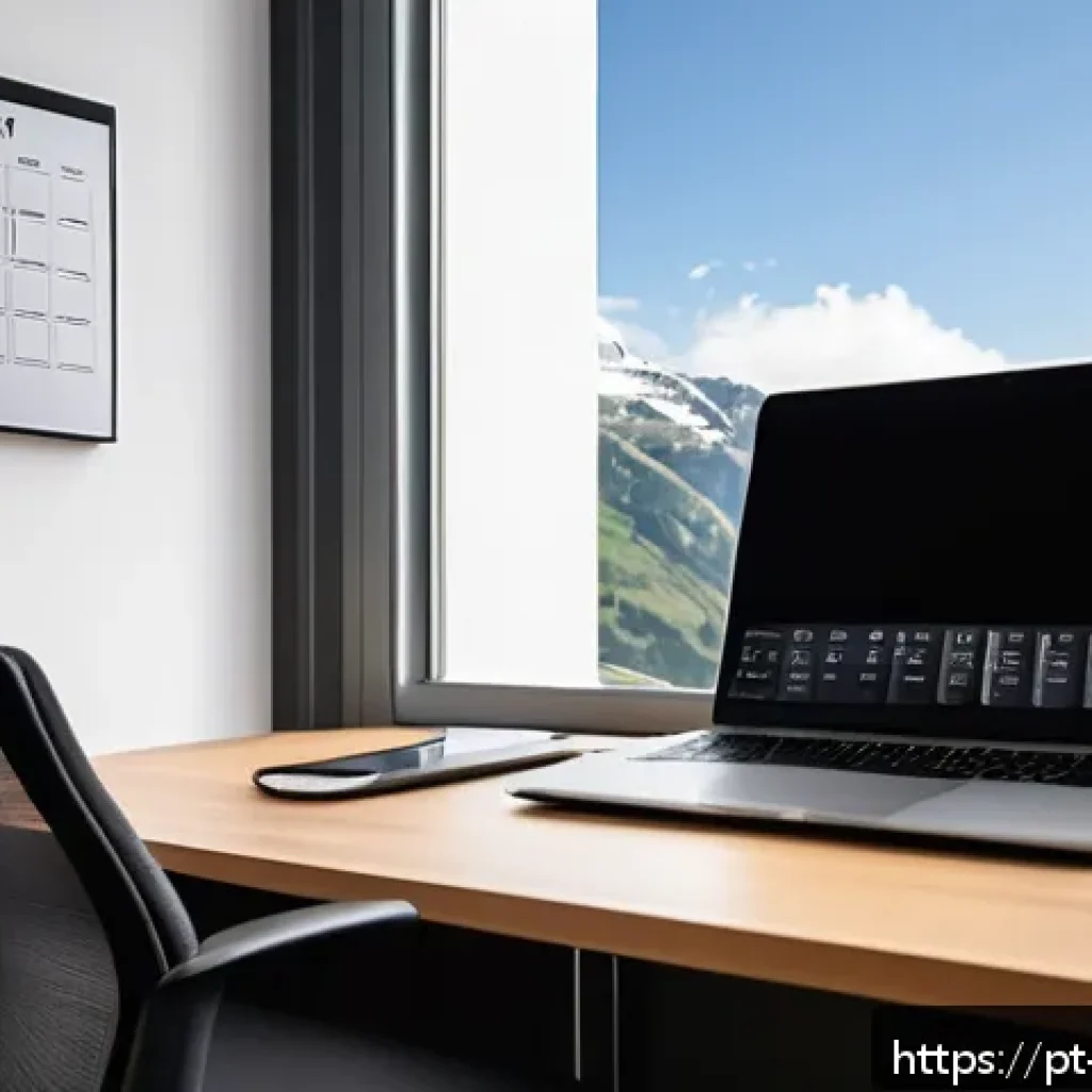 스위스인의 국민성 및 생활 방식 - A modern Swiss office environment showcasing meticulous organization and punctuality: a tidy workspa...