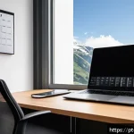 Home 23 스위스인의 국민성 및 생활 방식 - A modern Swiss office environment showcasing meticulous organization and punctuality: a tidy workspa...